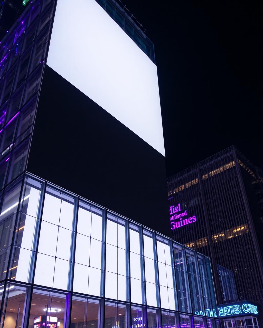 Architectural billboard at night